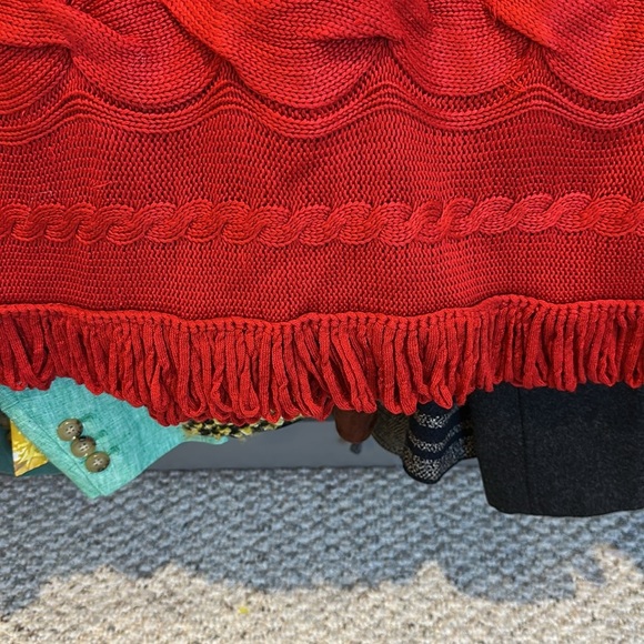 Calvin Klein red sleeveless turtleneck fringe hem dress size XSP - Picture 2 of 3